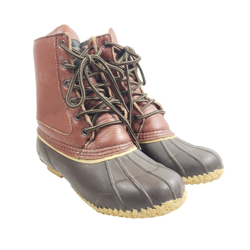 Superior Boot Co. Womens Size 8 Brown Leather Duck Boots Flannel Lined